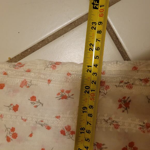 Floral Print Ruffle Trim Embroidered Button Front Blouse Ivory Womens Size 4-6 - Picture 7 of 8